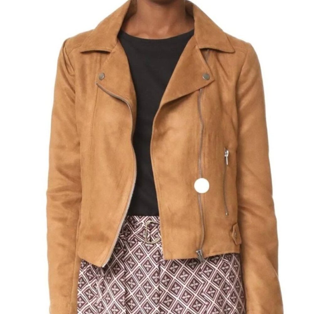 Jack by BB Dakota Get Lucky Tan Suede Moto Jacket